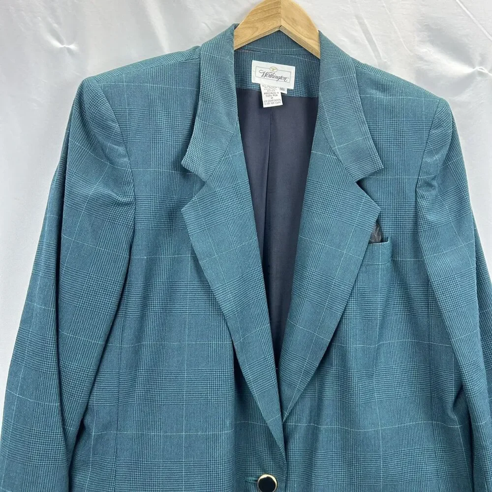 Worthington Teal Plaid Skirt Suit Set